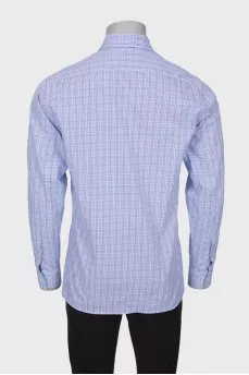 Men's blue checked shirt