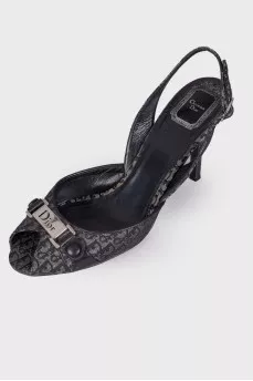 Textile heeled sandals