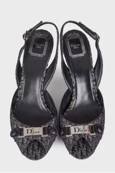 Textile heeled sandals