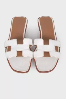 White leather slippers