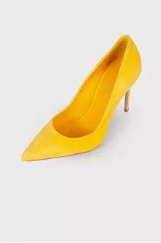 Yellow suede pumps