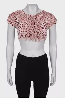 Top with ruffles and print