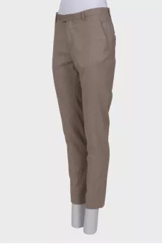 Dark beige straight leg trousers