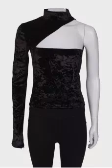 Open-shoulder velour top