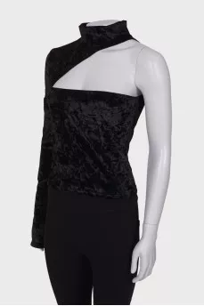 Open-shoulder velour top