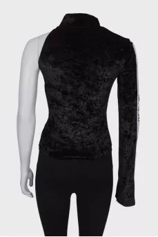 Open-shoulder velour top