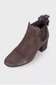 Graphite suede ankle boots