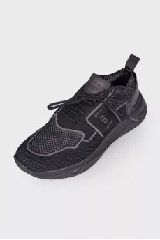 Men's textile sneakers with embroidered logo