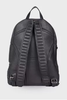 Leather backpack with silver hardware
