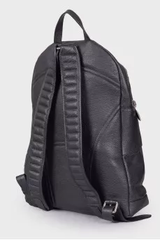 Leather backpack with silver hardware