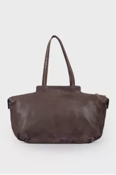 Leather bag with golden logo