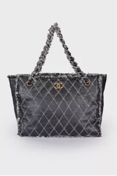 Сумка Matelasse Chain Shoulder Leather Tweed Black Shoulder Bag