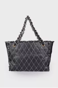 Сумка Matelasse Chain Shoulder Leather Tweed Black Shoulder Bag