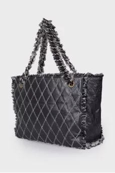 Сумка Matelasse Chain Shoulder Leather Tweed Black Shoulder Bag