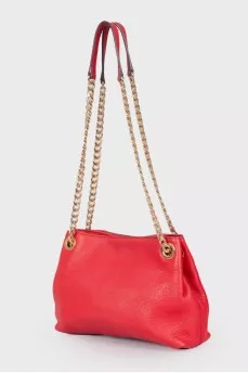 Red bag with gold keychain