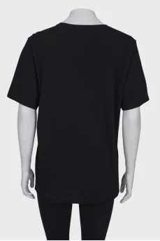 Black T-shirt with silver print