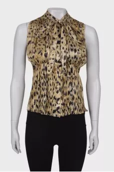 Pleated silk top