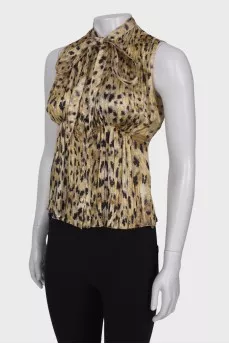 Pleated silk top