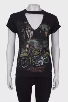 Black V-neck T-shirt
