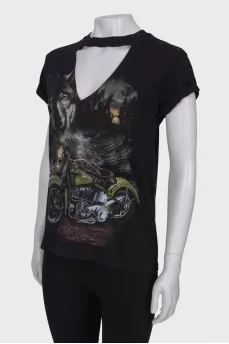 Black V-neck T-shirt