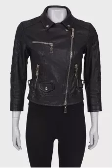 Leather cropped jacket