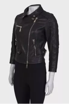 Leather cropped jacket