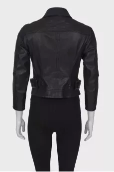 Leather cropped jacket