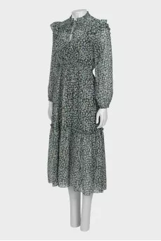 Dress in print with ruffles