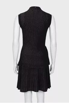 Black suit with striped skirt