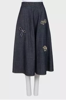 Denim skirt with decor