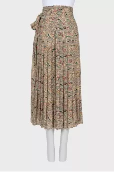 Tie print pleated skirt