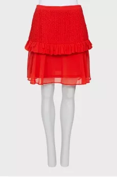 Red fringed mini skirt