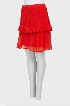 Red fringed mini skirt