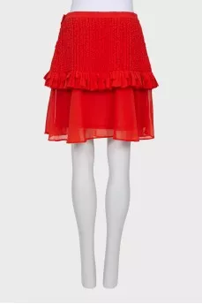 Red fringed mini skirt