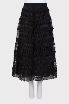 Patterned knitted midi skirt