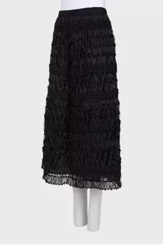 Patterned knitted midi skirt