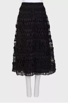 Patterned knitted midi skirt