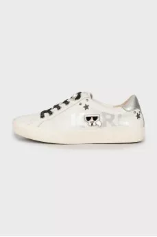 Leather sneakers with brand logo