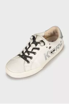 Leather sneakers with brand logo