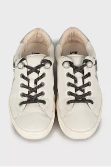 Leather sneakers with brand logo