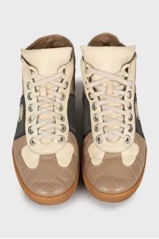 Mixed leather sneakers