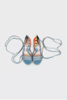 Leather sandals with appliqué