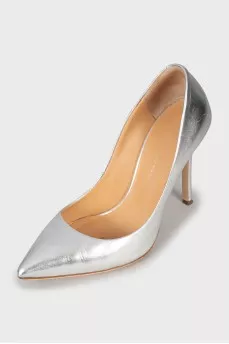 Silver leather shoes