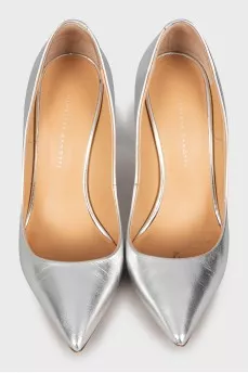 Silver leather shoes