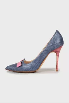 Two tone embossed shoes