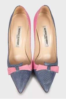 Two tone embossed shoes