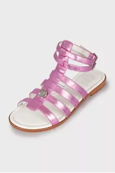 Silver pink leather sandals