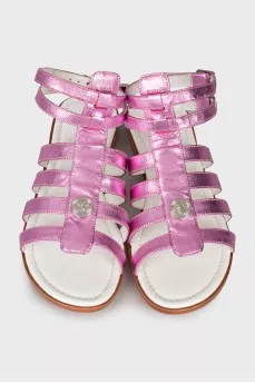Silver pink leather sandals
