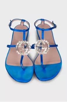Blue embellished sandals