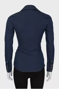 Blue blouse with drape